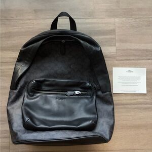 Coach Black Signature Leather Backpack